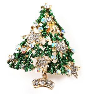 ヴィンテージ クリスマスツリーエナメルブローチ ペンダント 2ウェイ
