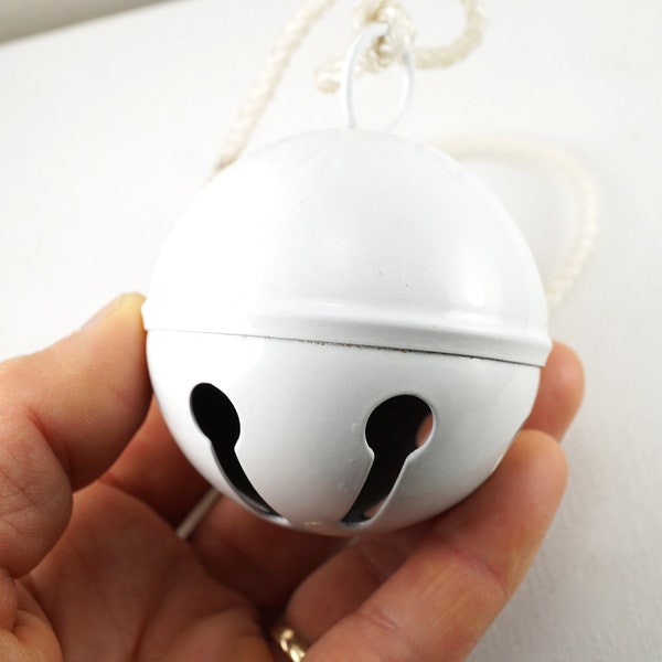 Large Jingle bell, White Ball Bell for Dog / Puppy Training Tool, Christmas decor, Door decor, Vintage rustic Bell 60mm gift for her him