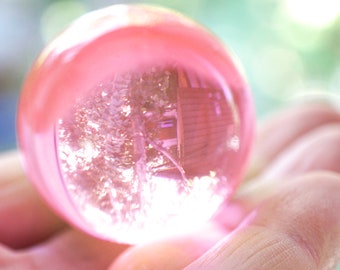 Light Pink Crystal Ball Huge Glass Ball 39mm Large Marble Big Glass Marble Vintage Marble Colorful Sphere toy modern