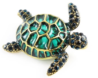 ON VACATION See-Thru Green Turtle Pin, Small Turtle Brooch, Ocean Beach Brooch Pendant loop on the back