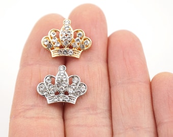 Petite Silver or Gold Royal Crown Pin Brooch, Shirt Brooch Lapel Pin Tiny Crystal Rhinestone Queen Jewelry Tie Tack Pin