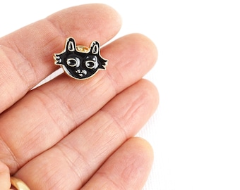 黒い子猫の覗き見ブローチ - 猫好きへのギフト - Etsy 日本