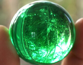 ON VACATION Green Magic Crystal Ball Large Marble Huge Glass Ball 39mm 1 1/2" Big Glass Marble Vintage Marble Sphere toy Christmas Gift