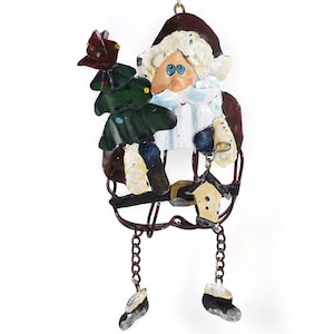 Vintage Christmas Ornament, Cute Old Santa Metal Ornament, Rustic Christmas Tree Ornament