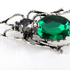 Große smaragdgrüne Kristall Bug Brosche, große Vintage Käfer Anstecknadel, Insekt Strass Kristalle, Silber Insekt Anstecknadel