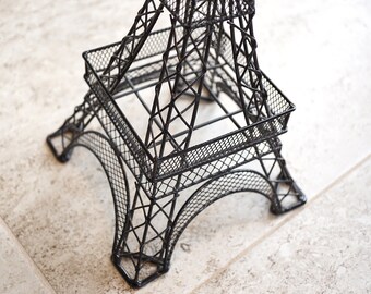 Large Eifel Tower Statue, 19" Black Metal Wire Eifel Tower, Paris Souvenir, Modern French Home Decor