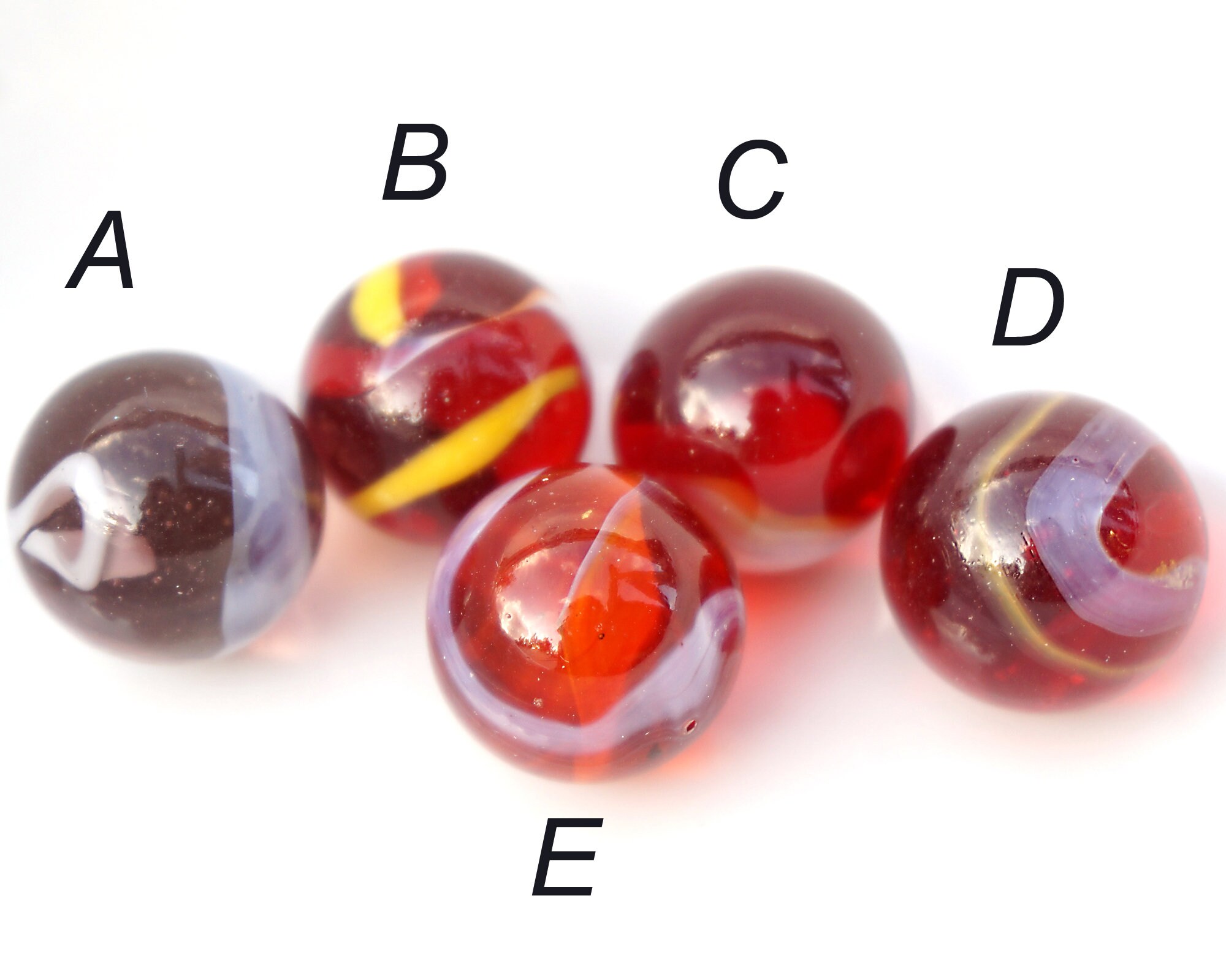 Akro Agate Marble Red With White Yellow Swirl Marble Vintage