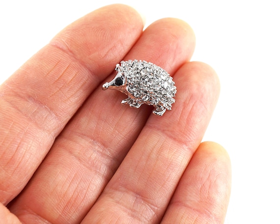 Tiny Silver Hedgehog Brooch Small Hedgehog Brooch Vintage Jewelry Tiny Rhinestone Crystals Hedgehog Pin Lapel Pin Etsy UK