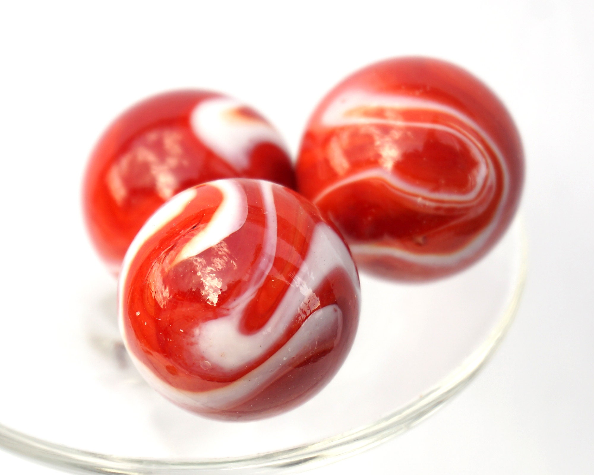 Vintage German Glass Marble 22mm, Red and White Swirl Marble, Big Glass  Ball, Vintage Marble in Perfect Condition 