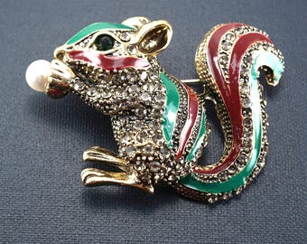 Spilla Dorata A Forma Di Scoiattolo Con Strass, Accessorio Moda 5x3.2 Cm, Regalo Festività - 2