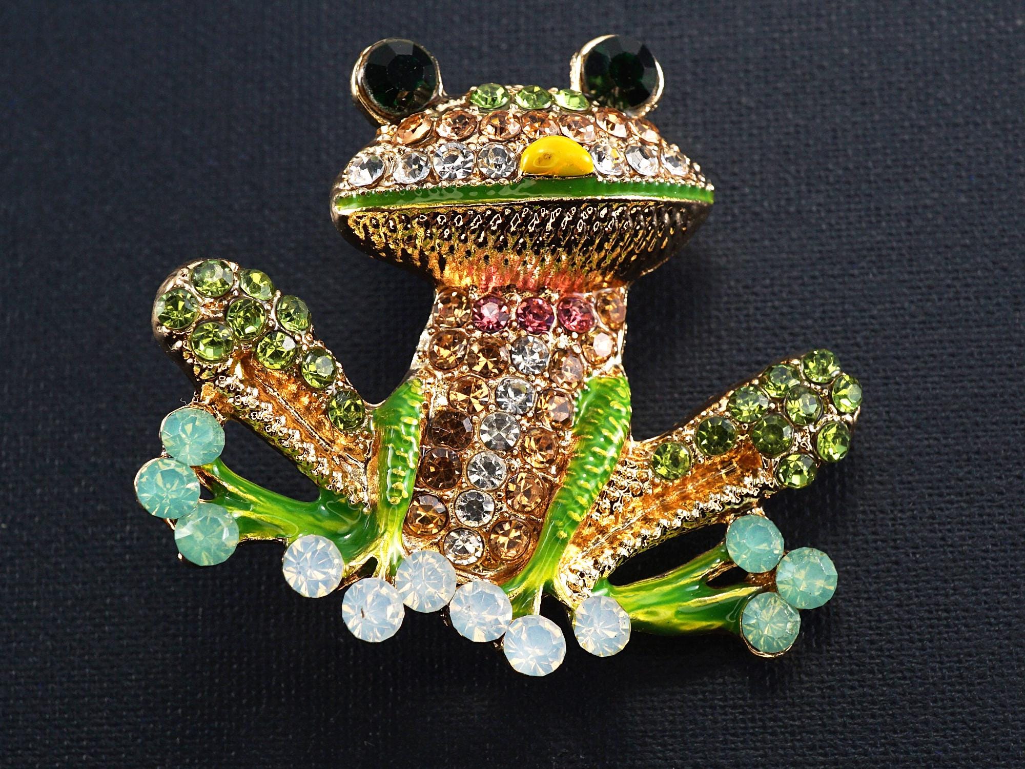 Elegante spilla a forma di rana con strass per abiti da donna elegante