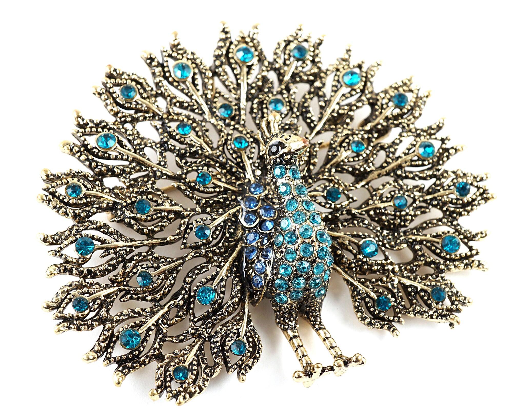 Rhinestone Peacock Brooch Pin for Women Girls Fashion Exquisite Exaggerated  Big Crystal Bird Animal Brooches Lapel Pins Elegant Dress Accessories