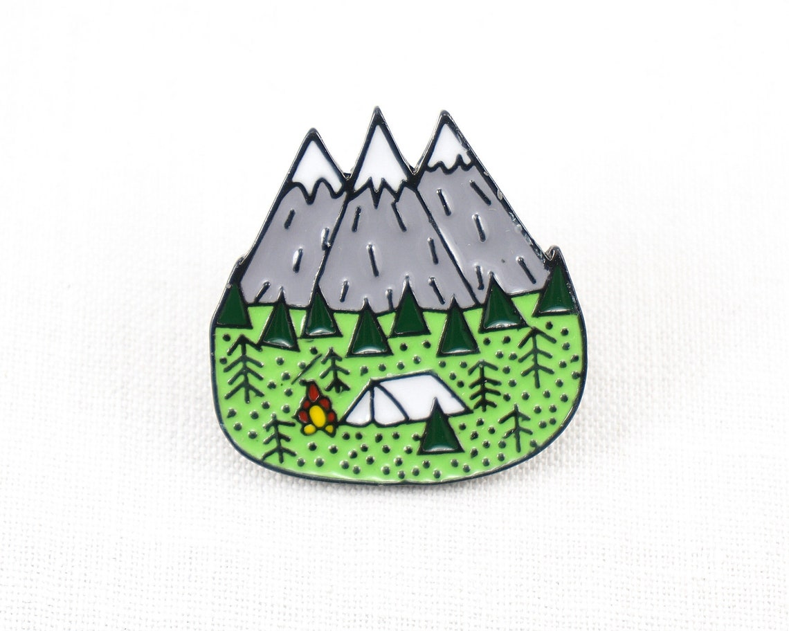 Camping Pin Mountains Lapel Pin for Men Nature Tie Tack Pin Etsy