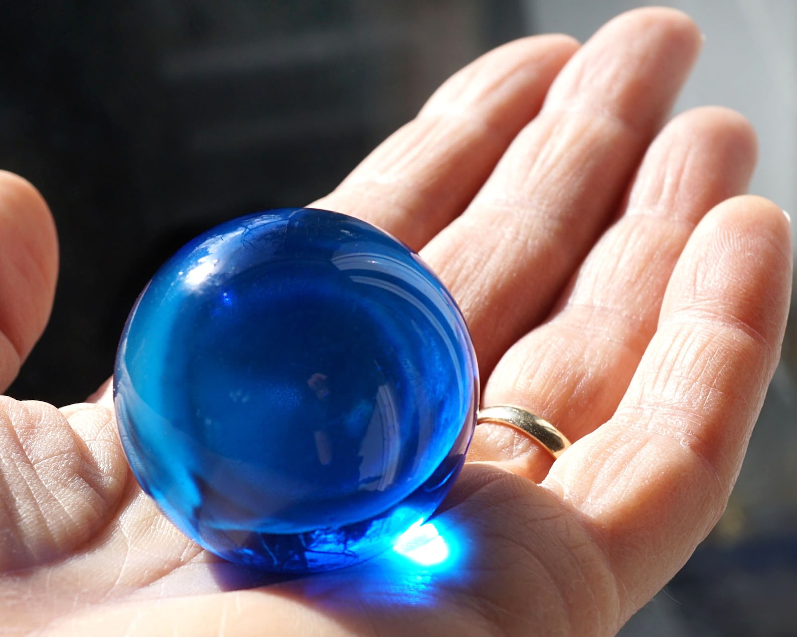Huge Glass Ball 39mm 1 1/2 Large Blue Marble Big Glass Etsy