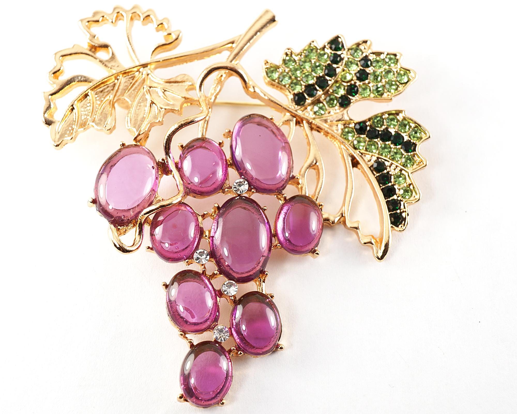 ON VACATION Stunning Purple Grapes Brooch, Branch of Purple