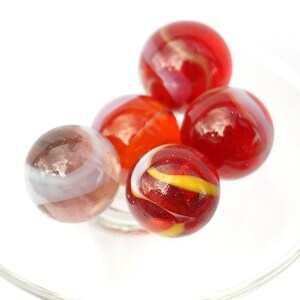 Akro Agate Marble Red With White Yellow Swirl Marble Vintage Glass ...