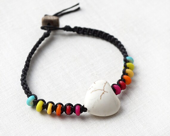 ON VACATION Rainbow Bracelet with White Stone Hea… - image 3