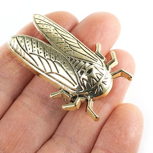 Minimalist Vintage Insect Pin, Gold Cicada Brooch, Bug Brooch Pin
