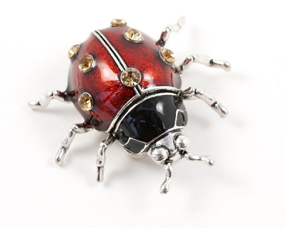 Large Ladybug Brooch Vintage Red Lady Beetle Brooch Big Bug Pin