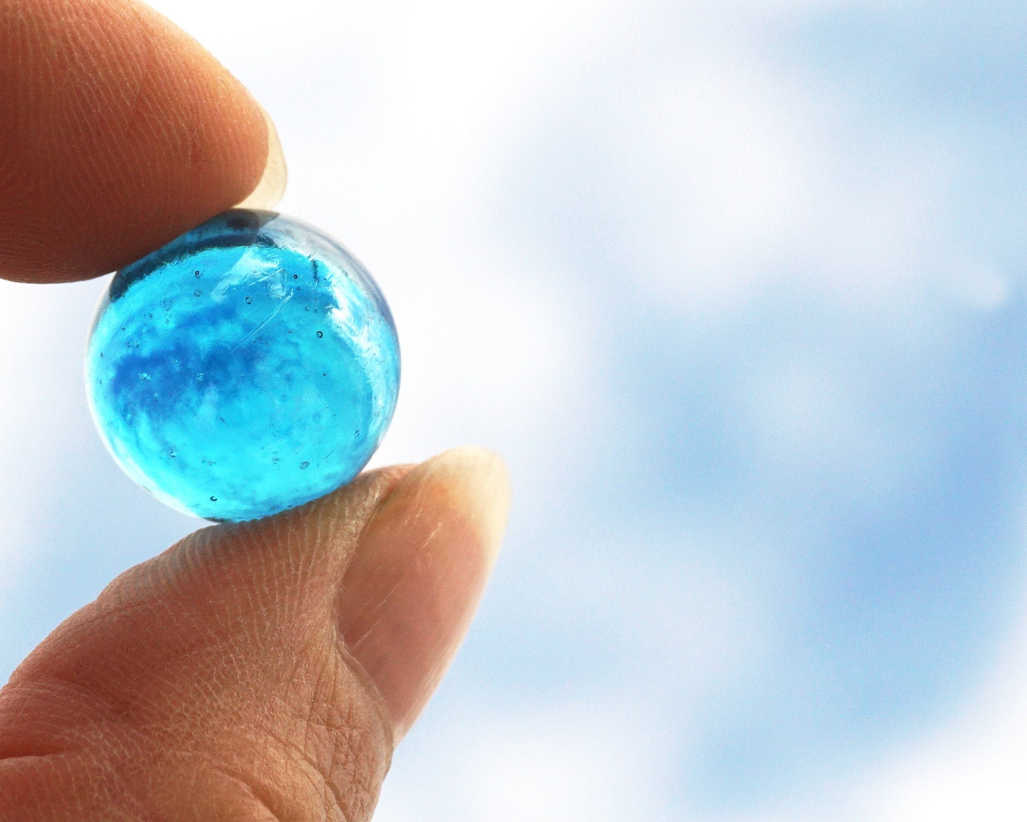 Vintage Czech Glass Marble Ocean Blue Marble Light Blue - Etsy