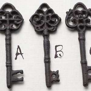 Large Vintage Cast Iron Key, Karlstejn Castle Door Key, Ornamental Antique Skeleton key, Old Gothic key, rustic decor