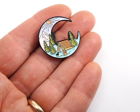 ON VACATION Camping Mountains Lapel Pin, Nature T… - image 2