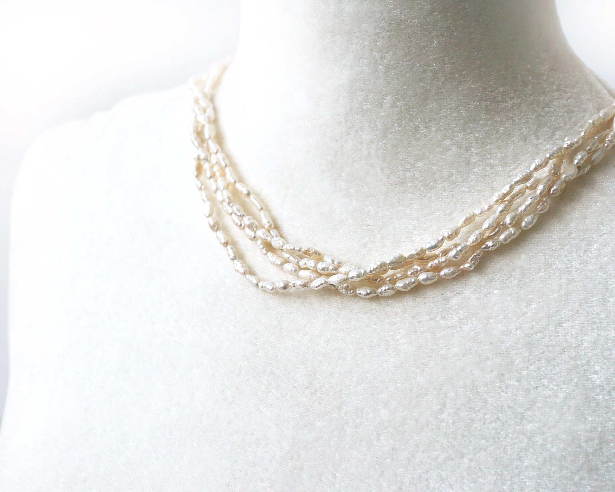 Real Pearl Necklace Small Rice Pearl Natural Baroque White Etsy