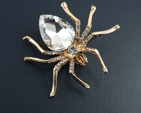 ON VACATION Elegant Spider Brooch, Large Gold Spi… - image 2