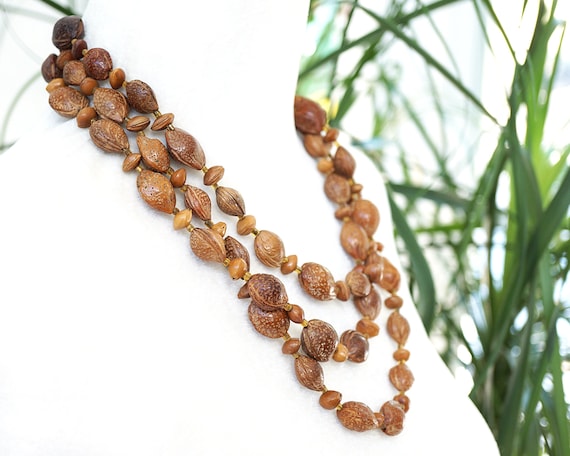 Collana Di Perle Di Legno Ocra - Foto 3