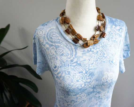 ox bone bead necklace string knotted Brown cord H… - image 3