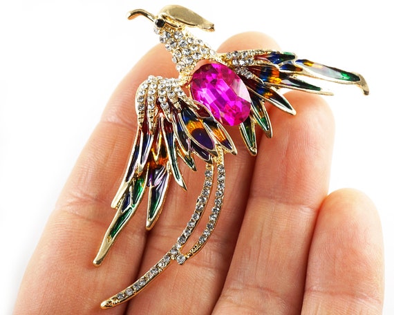 Crystal Enamel Phoenix Bird Brooches Animal Pin For Women Men Brooch Pin  Gifts