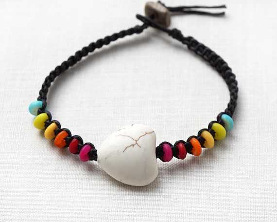ON VACATION Rainbow Bracelet with White Stone Hea… - image 2