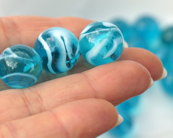 One 60s Vintage German Glass Marble 15 to 16mm Aqua Blue - Etsy