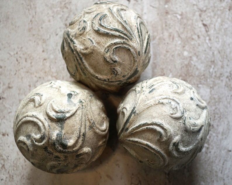 Decorative Ceramic Ball Organic Pattern Orb Sage Green Etsy