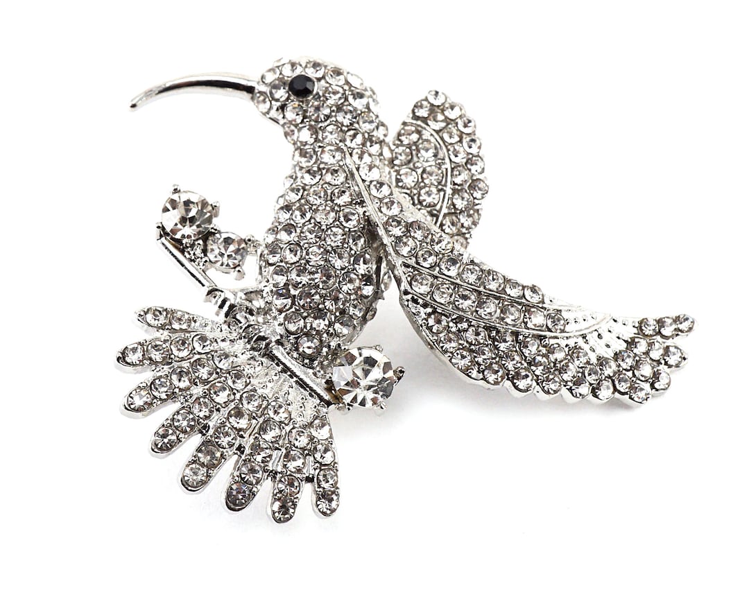 ON VACATION Silver Hummingbird Brooch, Vintage Pin Brooch Tiny ...