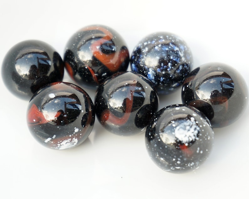 Vintage Czech Glass Marble Black Marble Black Speckled Glass Etsy
