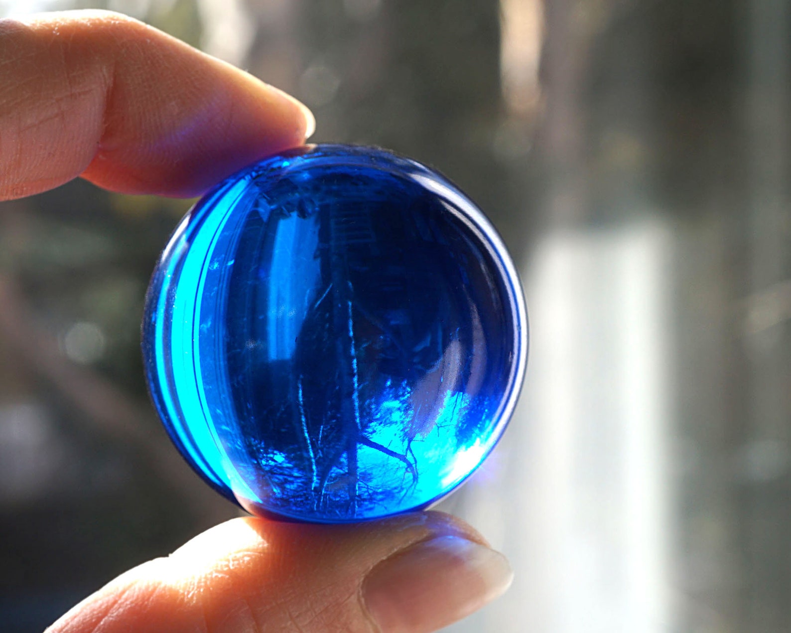 Huge Glass Ball 39mm 1 1/2 Large Blue Marble Big Glass Etsy