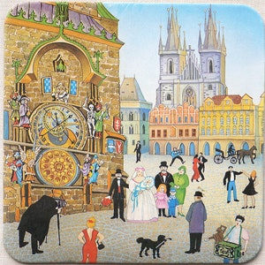 Skurril Kunstdruck Sammler Postkarte Untersetzer Altes Prag Souvenir Tschechische Stadt Europa Reise Souvenir vintage art