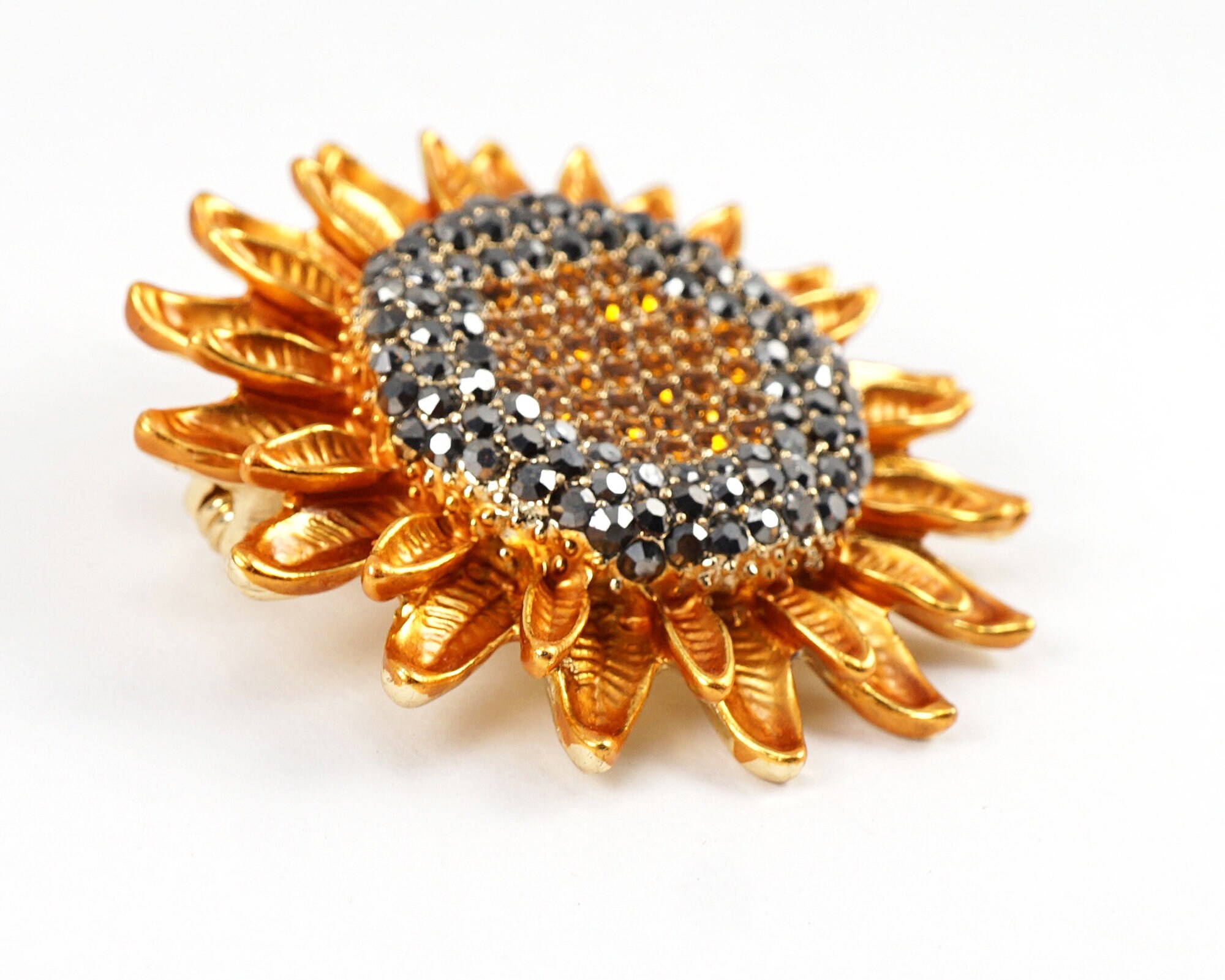 Broches Tournesol Strass - Lot De 2 - Doré - Pour écharpes, Robes Et Chapeaux
