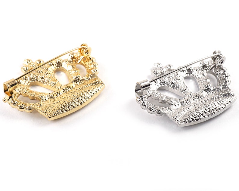 Silver or Gold Royal Crown Brooch, Crystal Rhinestone Princess Tiara ...