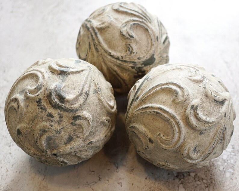 Decorative Ceramic Ball Organic Pattern Orb Sage Green Etsy
