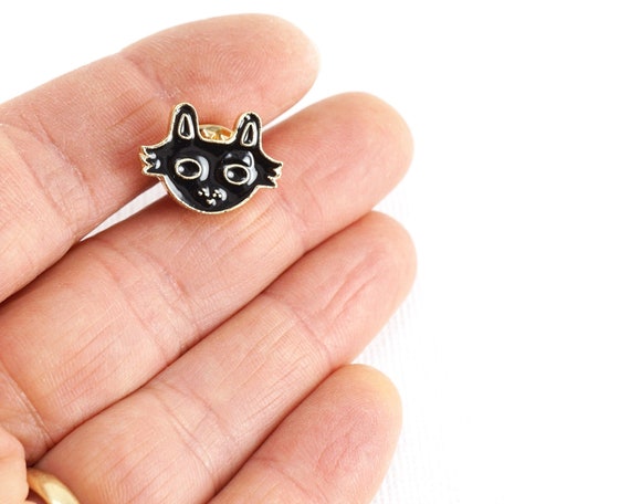 Broche Chat Noir Aux Yeux Bleus – Strass Et émaillée, Marque CLJ Charles Le Jeune, Neuf Avec étiquettes
