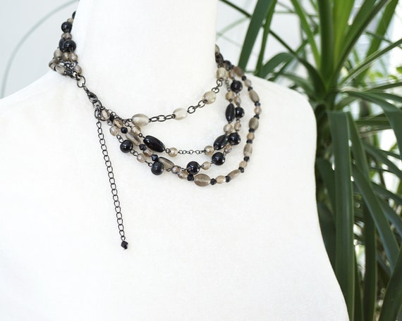 ON VACATION Black and Gray Beaded Chain, Multi La… - image 4