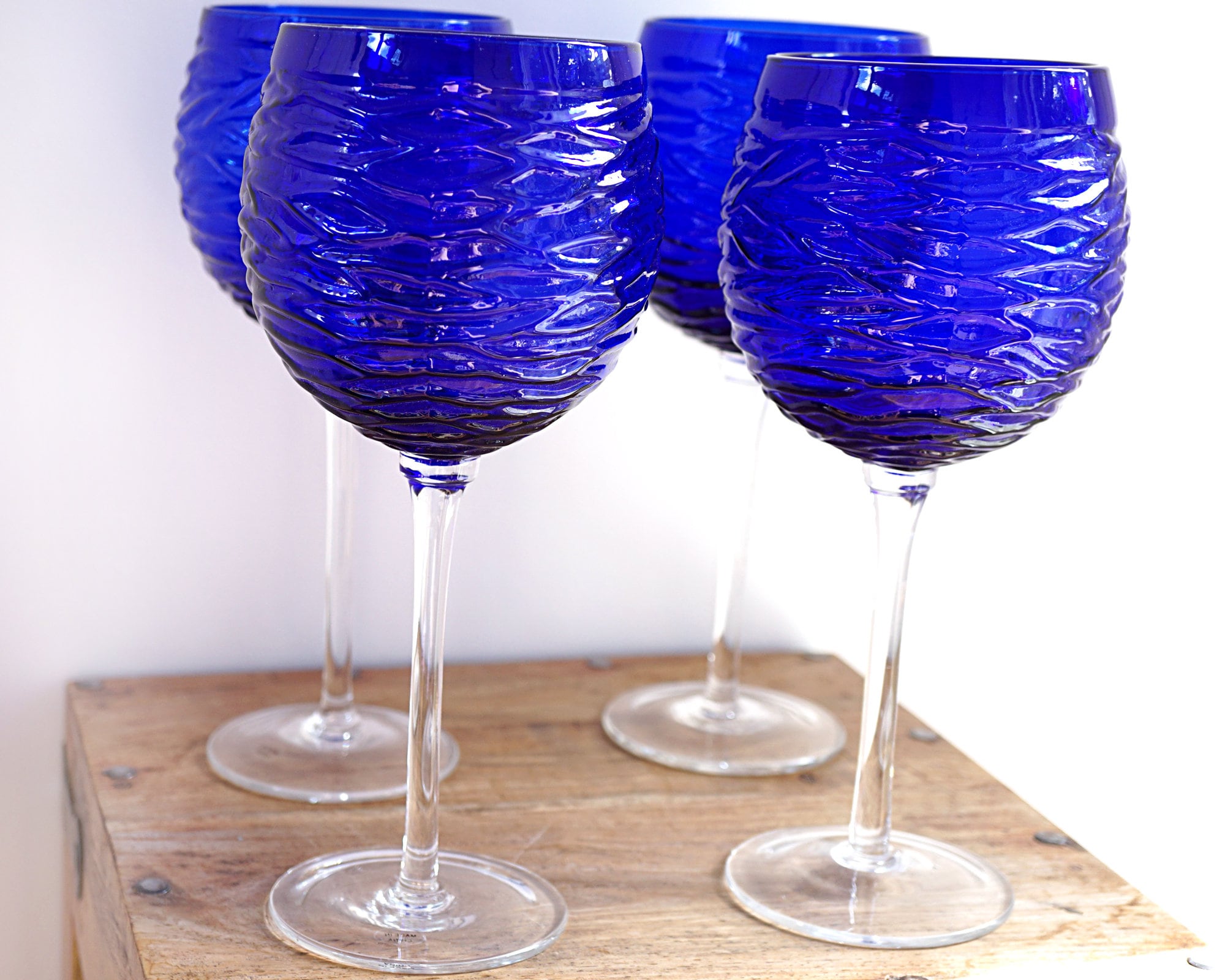 Large Wine Glass Cobalt Blue Glass Goblet Housewarming Gift Etsy