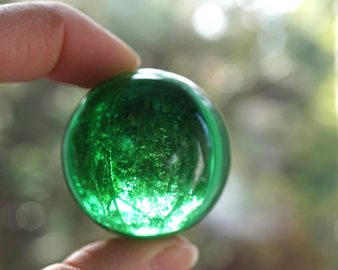 Green Magic Crystal Ball Large Marble Huge Glass Ball 39mm 1 Etsy
