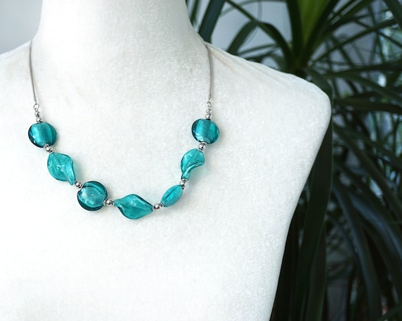 Snake and Faceted Bead Twist Chain Necklace Sterling Silver Snake and Faceted Bead Twist Chain Necklace Sterling Silver