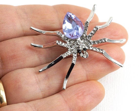 ON VACATION Elegant Purple Spider Brooch, Large S… - image 1