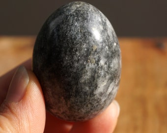 ON VACATION Black Gray Marble Egg, Natural Stone Egg Rustic Home Decor, Easter Egg Healing Stone Pregnancy Fertility Gift for women