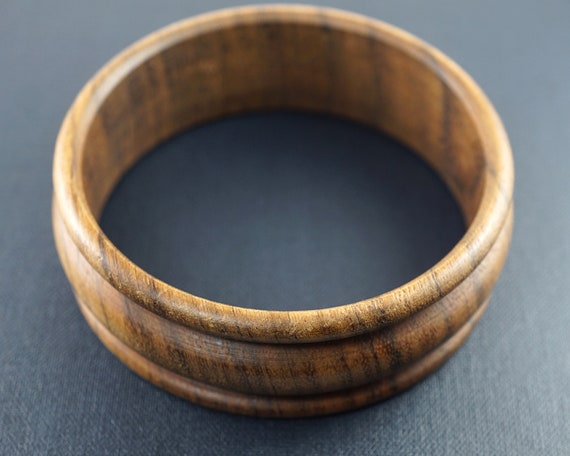 ON VACATION Natural Wood Bangle Bracelet, Dark Br… - image 2