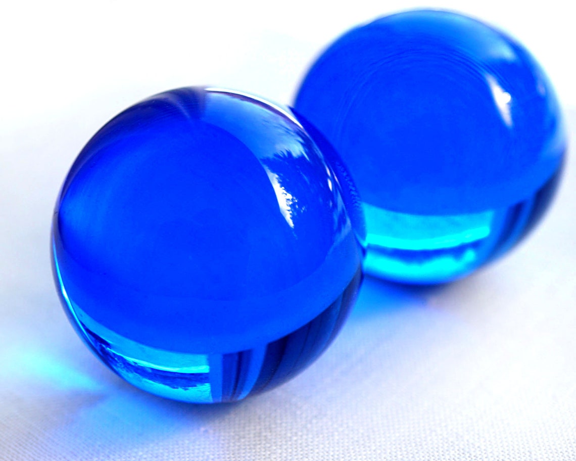 Huge Glass Ball 39mm 1 1/2 Large Blue Marble Big Glass Etsy